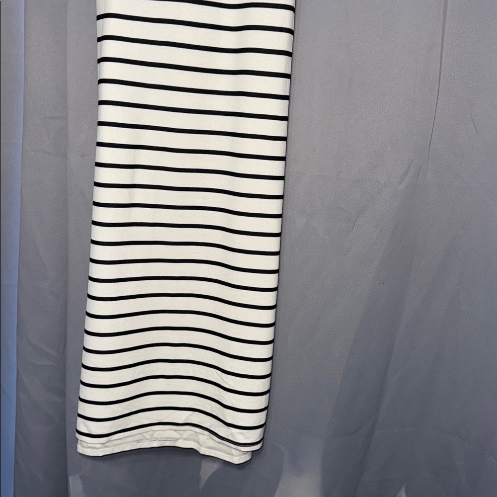 Banana Republic Striped Midi Dress Tie Waist Side Slit Size M Striped Tie Belt - Picture 4 of 8